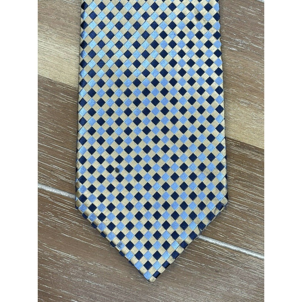 NEIMAN MARCUS Silk Tie Men's Gold Blue Plaid